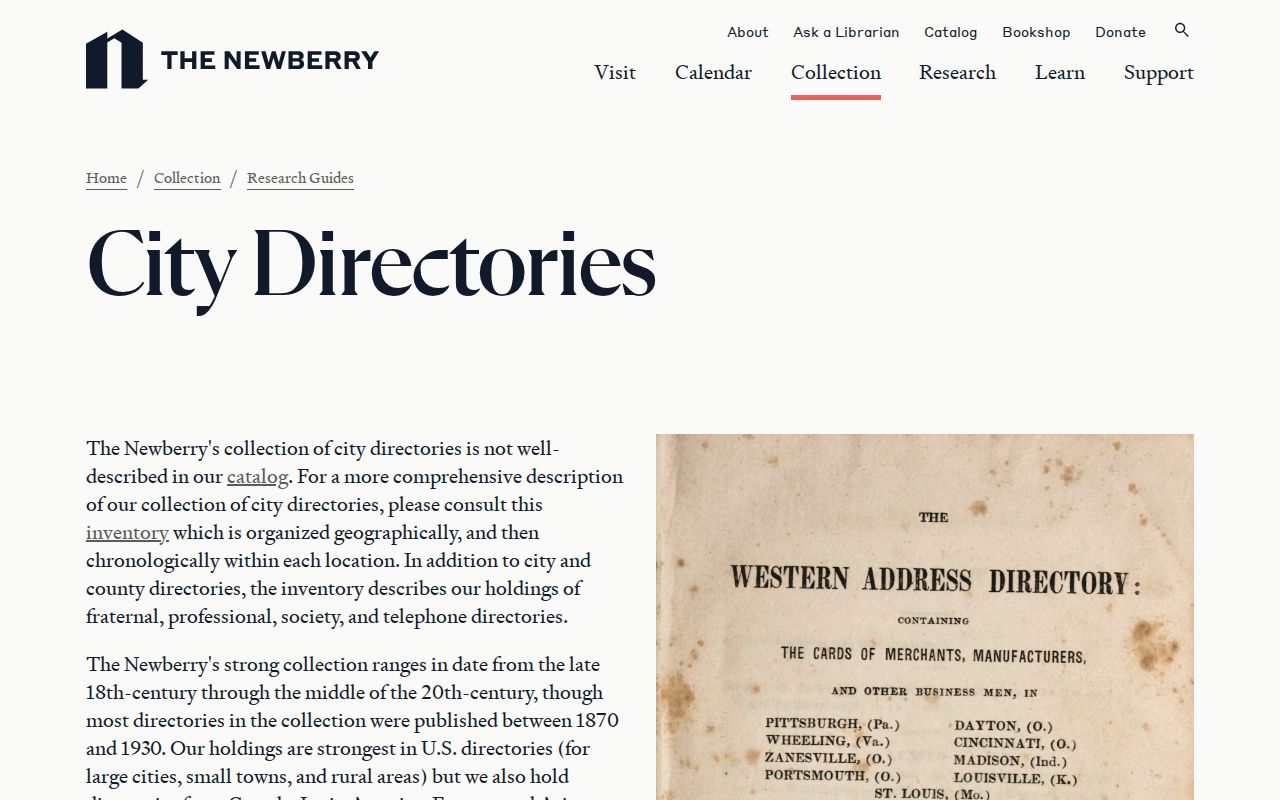 Newberry Library city directory research guide for locating Dolton volumes