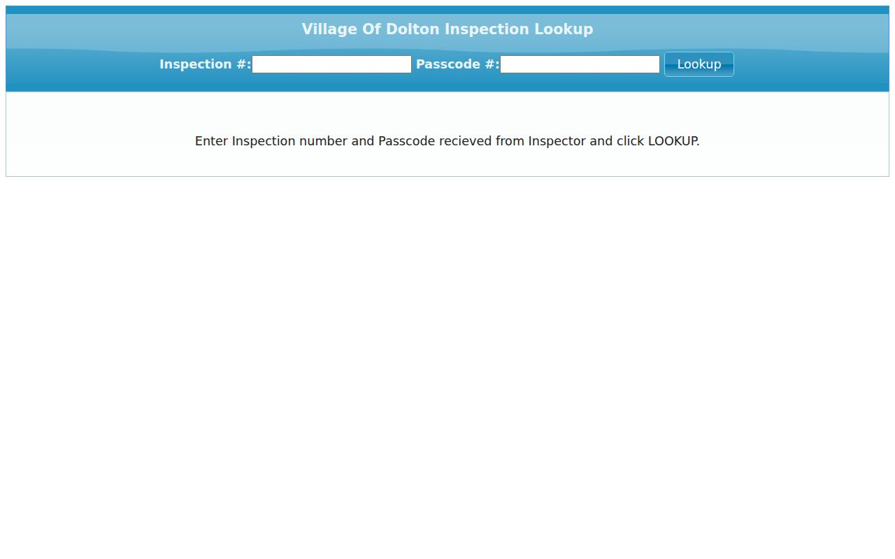 Dolton inspection lookup used for neighbor and block records